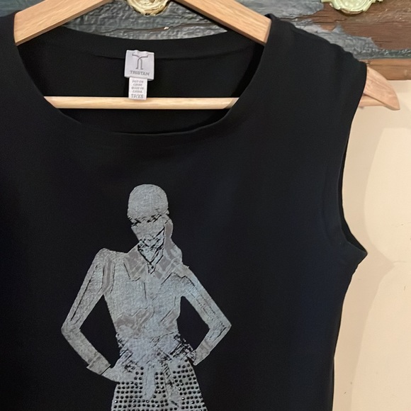 2/$30 Tristan Sleeveless Black Fashion Lady Print Top Size XS - Picture 8 of 15